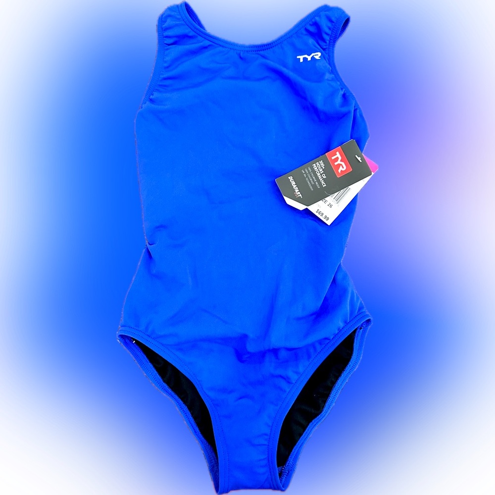 TYR royal blue durafast maxfit size 26 girls bathing suit